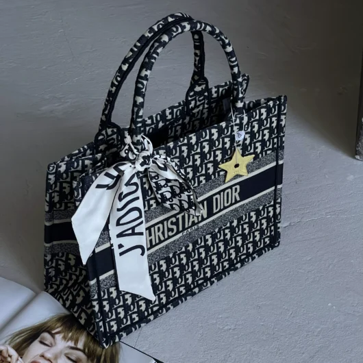 Сумка Dior шопер тканевий Large size чорний