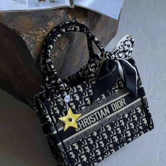 Сумка Dior шопер тканевий Medium size чорний