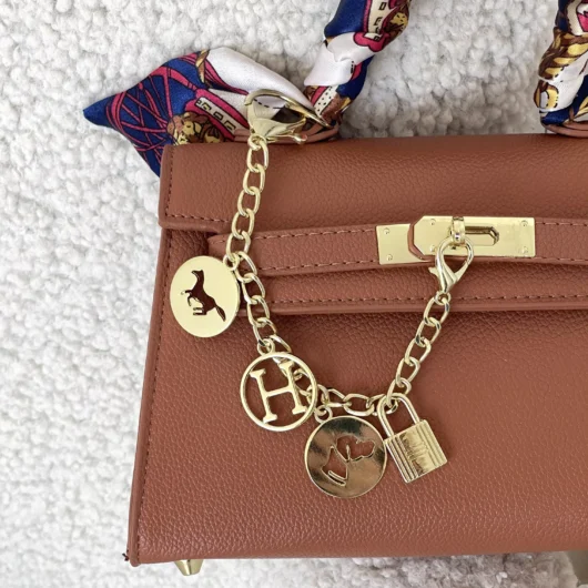 Сумка Hermes Kelly з хустинкою коричневий