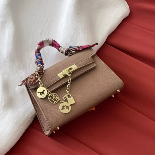 Сумка Hermes Kelly з хустинкою бежевий