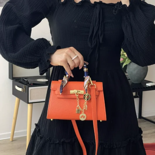Сумка Hermes Kelly з хустинкою помаранчевий