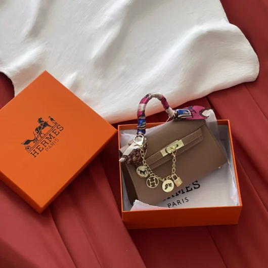 Сумка Hermes Kelly з хустинкою бежевий