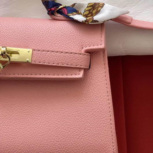 Сумка Hermes Kelly з хустинкою рожевий