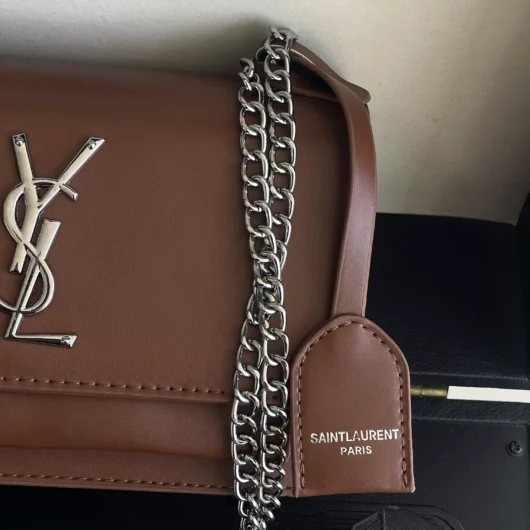 Жіноча сумочка клатч Saint Laurent гладка коричневий