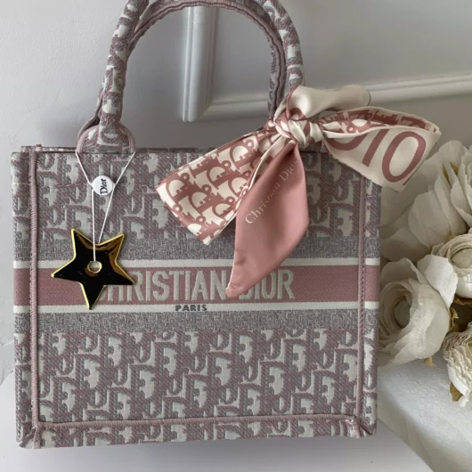 Сумка Dior шопер тканевий Medium size рожевий