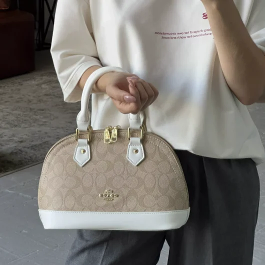 Сумка Coach Mini Sierra Satchel бежево-білий