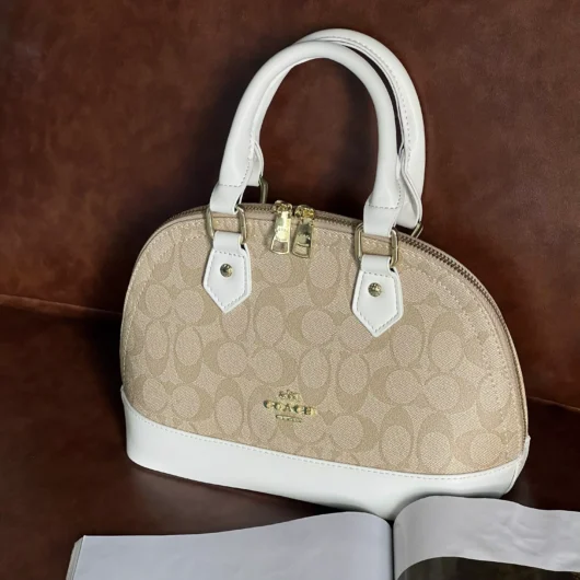 Сумка Coach Mini Sierra Satchel бежево-білий