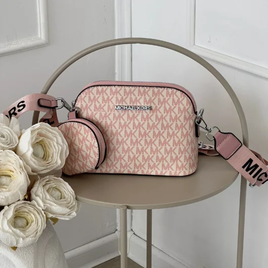 Сумка Michael Kors крос боді через плече 2в1 рожевий