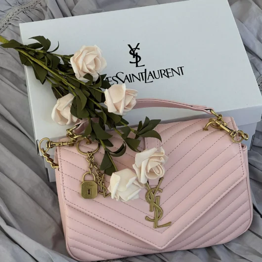 Сумка Saint Laurent College Medium In Quilted рожевий