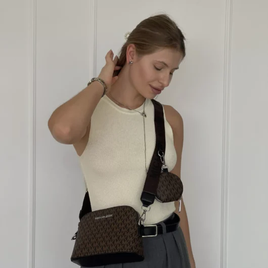 Сумка Michael Kors крос боді через плече 2в1 коричневий