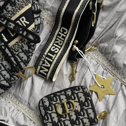 Набір подарунковий Dior Saddle — сумка сідло та кархолдер чорний