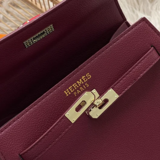 Сумка Hermes Kelly Medium size з хустинкою бургунди