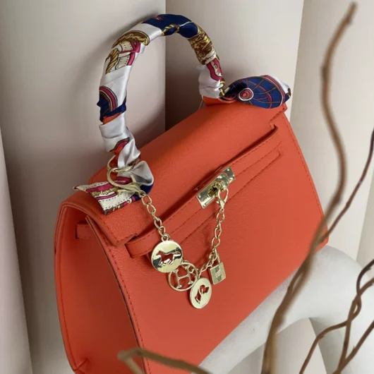 Сумка Hermes Kelly Medium size з хустинкою помаранчевий