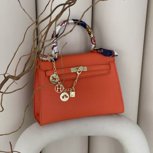 Сумка Hermes Kelly Medium size з хустинкою помаранчевий