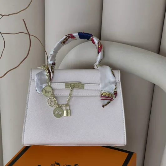 Сумка Hermes Kelly Medium size з хустинкою білий