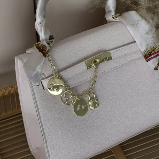 Сумка Hermes Kelly Medium size з хустинкою білий
