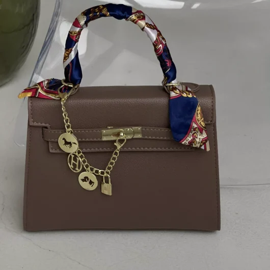 Сумка Hermes Kelly Medium size з хустинкою мокко