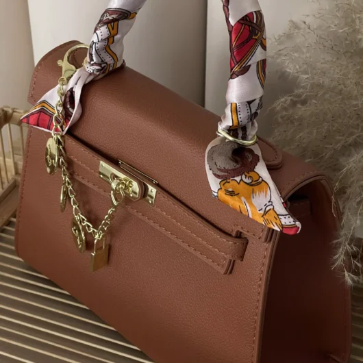 Сумка Hermes Kelly Medium size з хустинкою коричневий