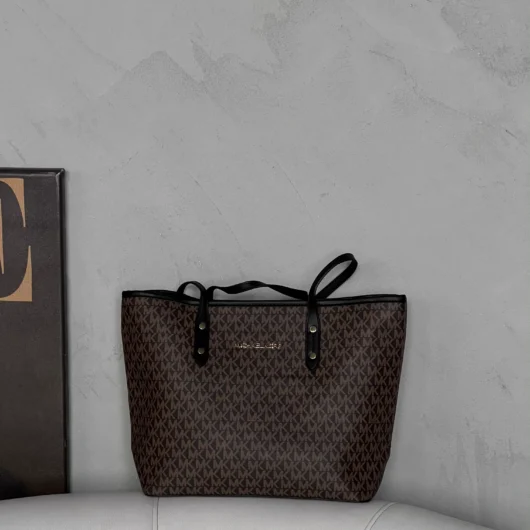 Сумка Michael Kors шопер коричневий+чорні ручки