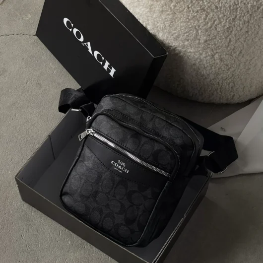 Чоловіча сумка мессенджер через плече Coach чорний