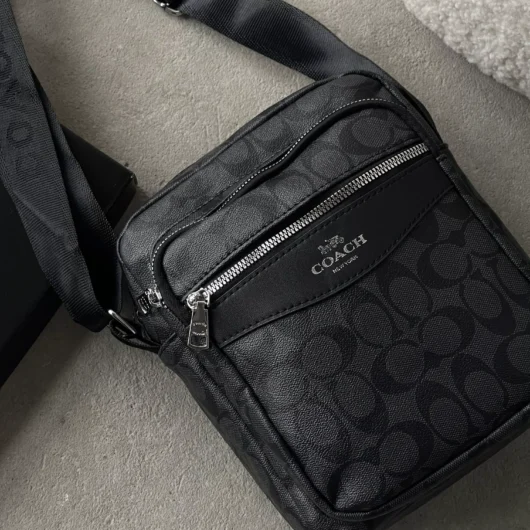 Чоловіча сумка мессенджер через плече Coach чорний