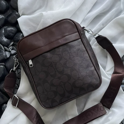 Чоловіча сумка мессенджер через плече Coach коричневий