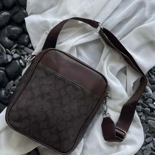 Чоловіча сумка мессенджер через плече Coach коричневий