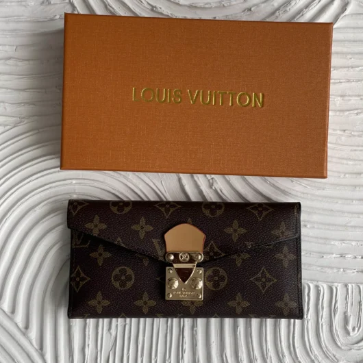 Гаманець Louis Vuitton подвійний коричневий+бежевий з бляшкою