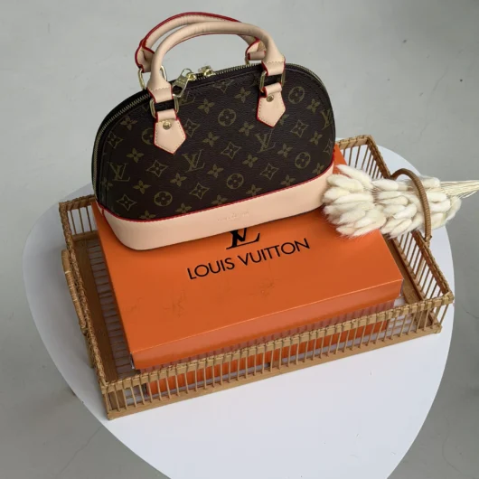 Сумка Louis Vuitton Alma BB коричневий + молочний