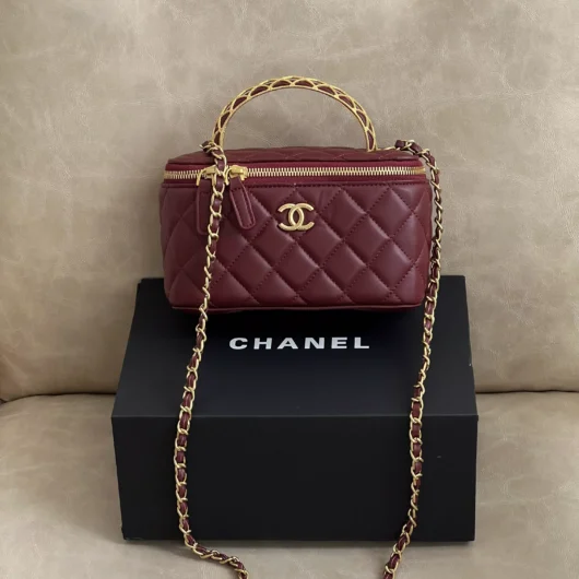 Сумка Chanel Classic Lambskin Pearl Crush Vanity Bag Premium бордовий