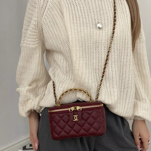 Сумка Chanel Classic Lambskin Pearl Crush Vanity Bag Premium бордовий