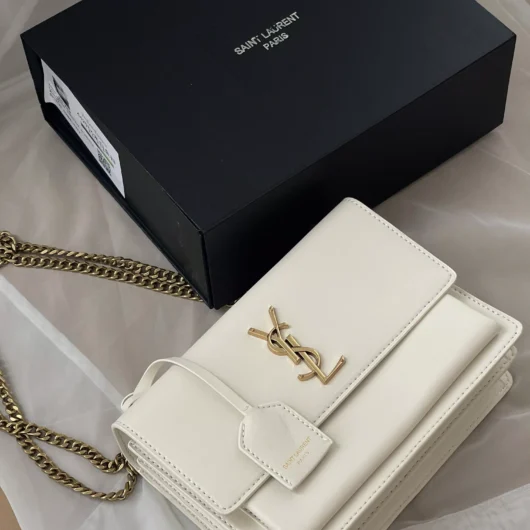 Жіноча сумка  Saint Laurent Sunset Medium Shoulder Bag Premium молочний