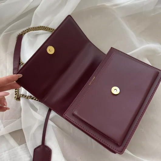 Жіноча сумка  Saint Laurent Sunset Medium Shoulder Bag Premium бордовий