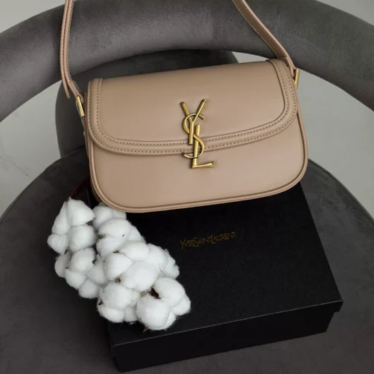 Жіноча  сумка Saint Laurent Solferino medium leather shoulder bag бежевий