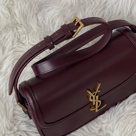 Жіноча  сумка Saint Laurent Solferino medium leather shoulder bag бургунди