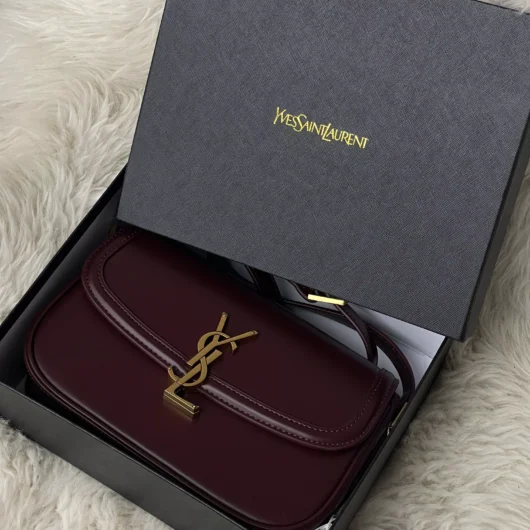 Жіноча  сумка Saint Laurent Solferino medium leather shoulder bag бургунди