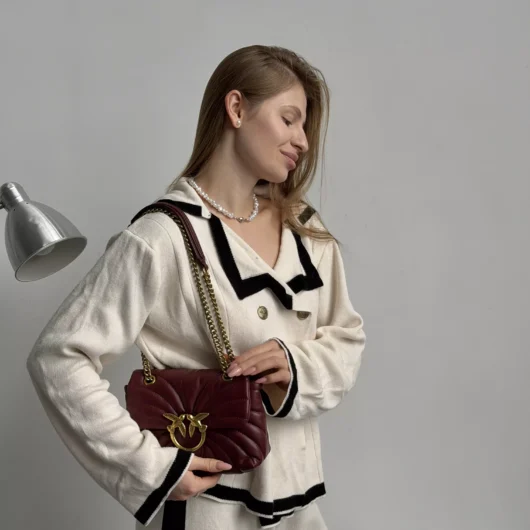 Сумка стегана Pinko Mini Love Bag Puff Butterfly бордовий