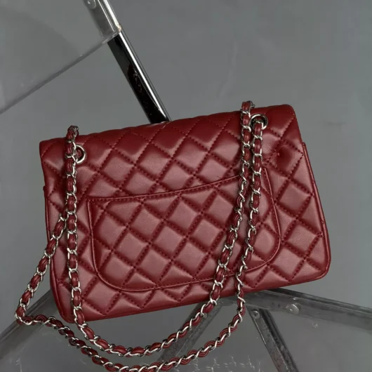 Жіноча сумка Chanel Classic Double Flap Bag червоний срібло