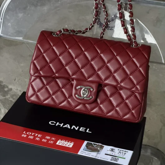 Жіноча сумка Chanel Classic Double Flap Bag червоний срібло