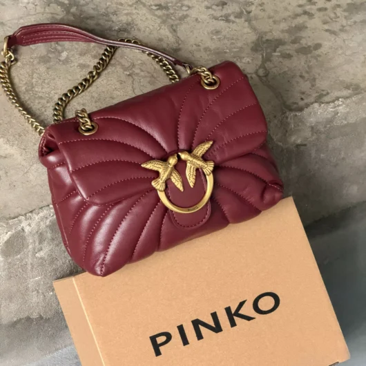 Сумка стегана Pinko Mini Love Bag Puff Butterfly бордовий