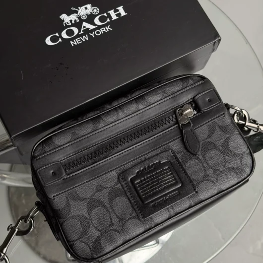 Сумка чоловіча Coach Academy Crossbody Signature Canvas чорний