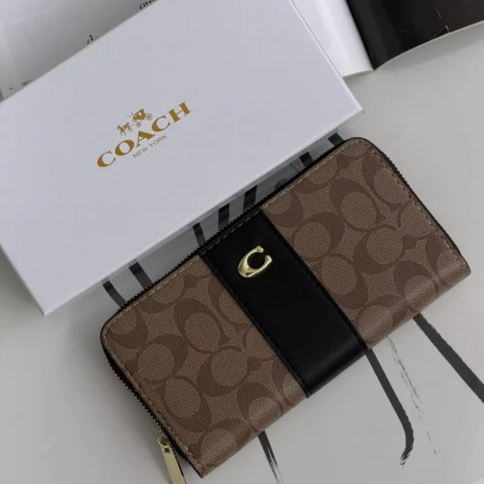 Гаманець Coach Accordion Zip Wallet коричнево-чорний