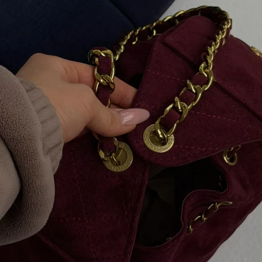 Сумка жіноча Chanel 25 Small Handbag замша бордовий