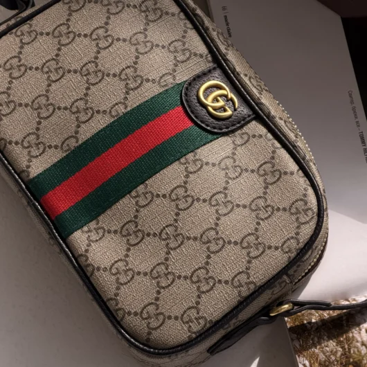 Сумка Gucci Ophidia крос боді чорно-бежевий