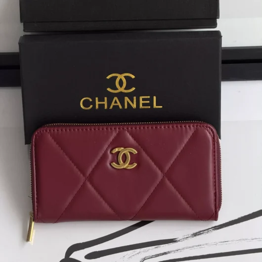 Гаманець Chanel гладкий бордовий