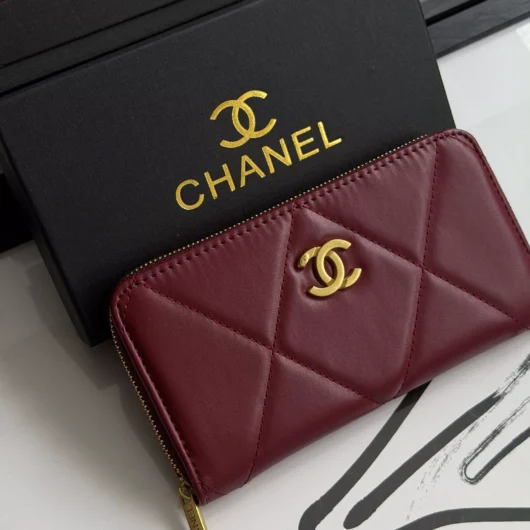 Гаманець Chanel гладкий бордовий