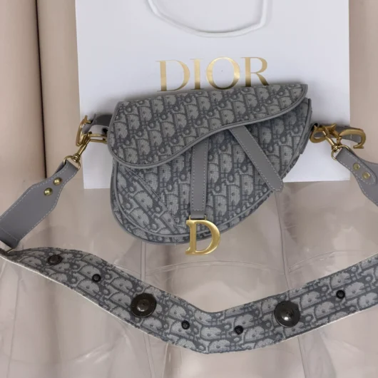 Жіноча сумка Dior Saddle Bag світло-сірий