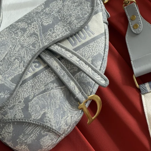 Жіноча сумка Dior Saddle Bag світло-сірий тигр