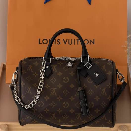Сумка Louis Vuitton Speedy Soft 30 Dark коричневий срібло
