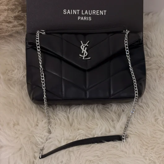 Сумка Yves Saint Laurent Loulou Puffer Medium чорний + срібло